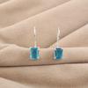 Swiss Blue Topaz Gemstone Silver Women Earring 1" 925 Sterling Silver Handmade Jewelry For Gift EE-180-8
