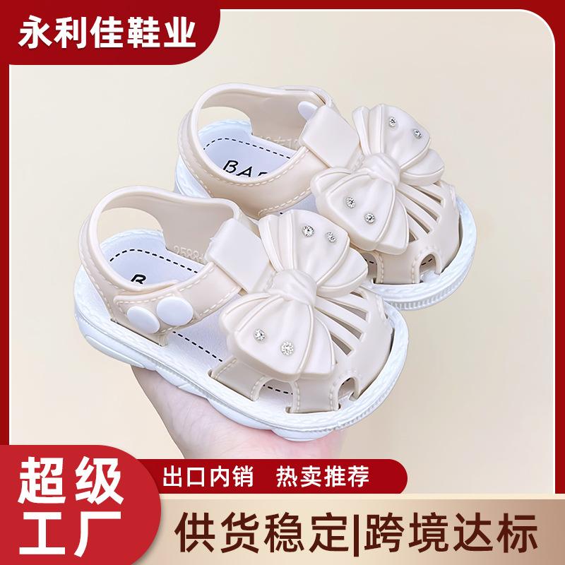 Summer new style toddler girls' closed-toe walking shoes princess baby bow shoes girls' sandals
