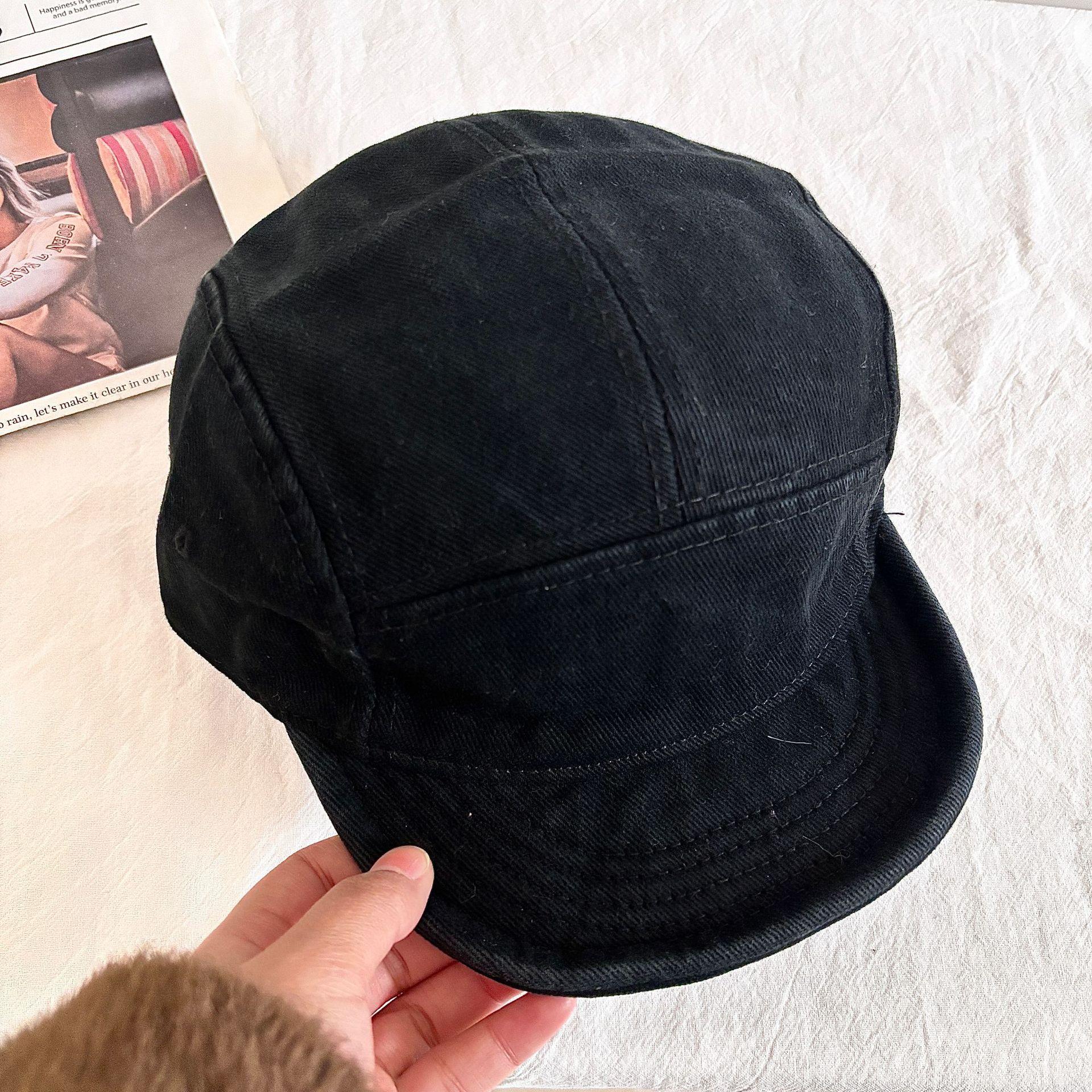 

Новая джинсовая кепка в стиле ретро, женская, с инструментами, модная, брендовая, купольная, с пятью частями, бейсболка M（56-58cm） чёрный