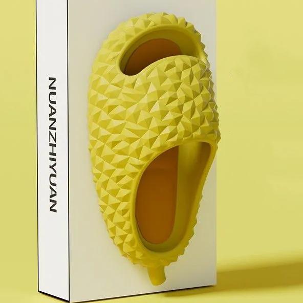

WTEMPO Funny Durian Slippers Жіночі літні закриті тапочки на товстій підошві Нековзкі великі тапочки з плоским дном Сандалі для пар 44-45 жовтий