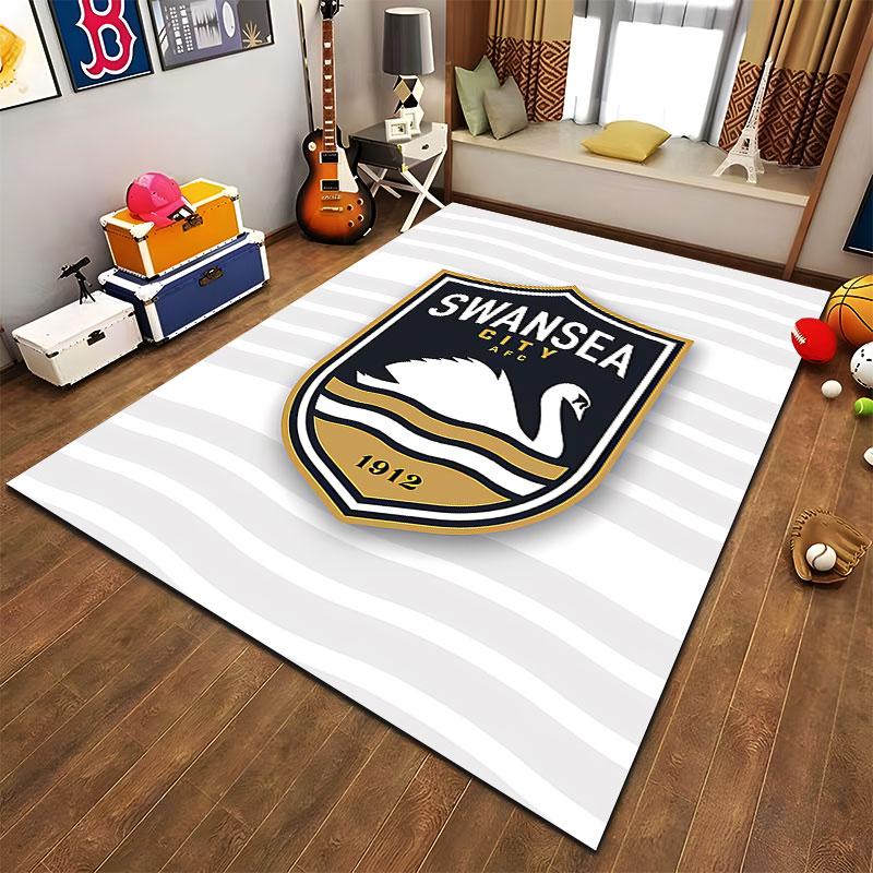 Swansea City AFC Emblem Rug suitable as a non-slip mat for the living room or bedroom sofa