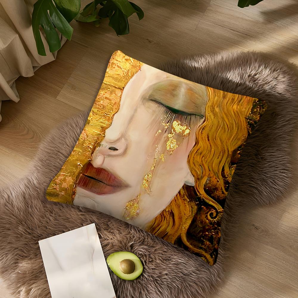 Art Gustav Klimt The Kiss cushion cover For Bedroom Car Coffee Shop Room Soft and Living Room Sofa Decorative Pillow Cover Case