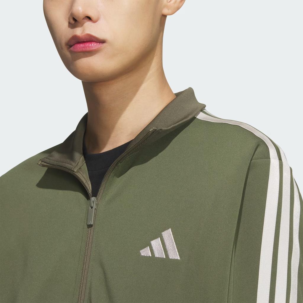 Adidas 3S High Neck Striped Logo Zip Long Sleeve Jacket Men jackets KR6433