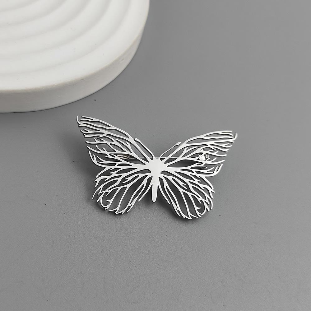 

Charming punk style life tree butterfly stainless steel gold-plated 18K brooch, black suit accessories, wedding matching set срібний