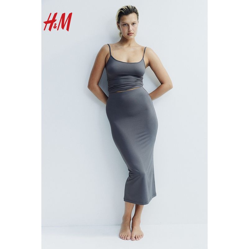 

HM Women clothes Skirt Summer Casual Elegant Soft and Comfortable Straight Hem Slim fit Long dress 1228453