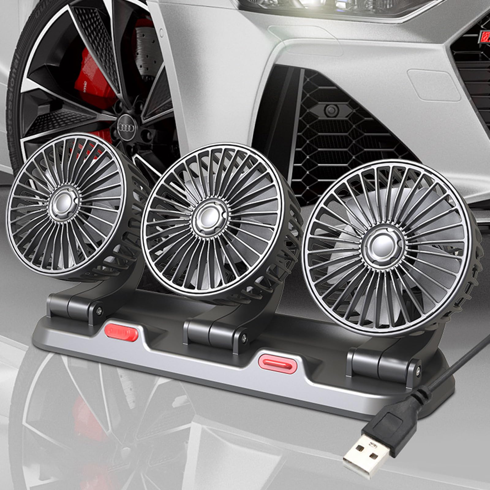 

Nextstage Car Triple Airflow Tilt Car Air Conditioner Auxiliary Fan, USB, Head, 2-Level Adjustment, 360° Rotation, 180° Adjustment, Quiet, Compact,