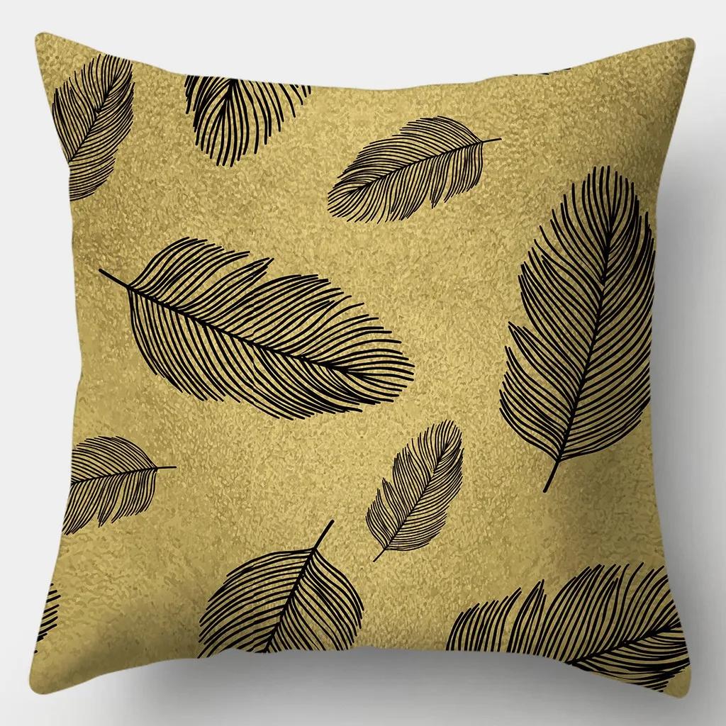 Home Decor Gold Patterned Decorative Digital Print Pillowcases Pattern Cushion Cover Suitable for Sofa Bedroom Car Pillow Cover