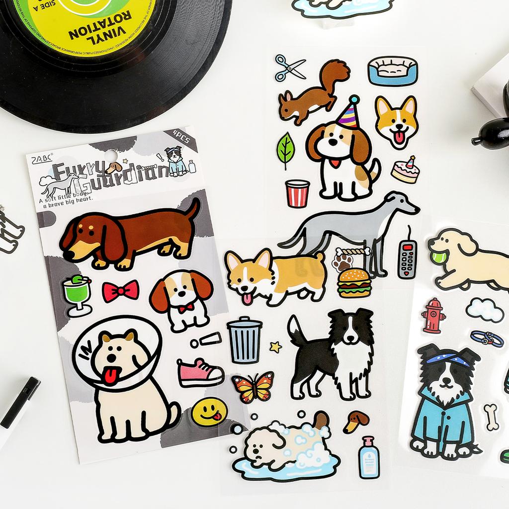 4/24 Sheets Kawaii PET Die Cut Cartoon Stickers DIY Scrapbook Stickers Creative Decorative Aesthetics Journal Supplies