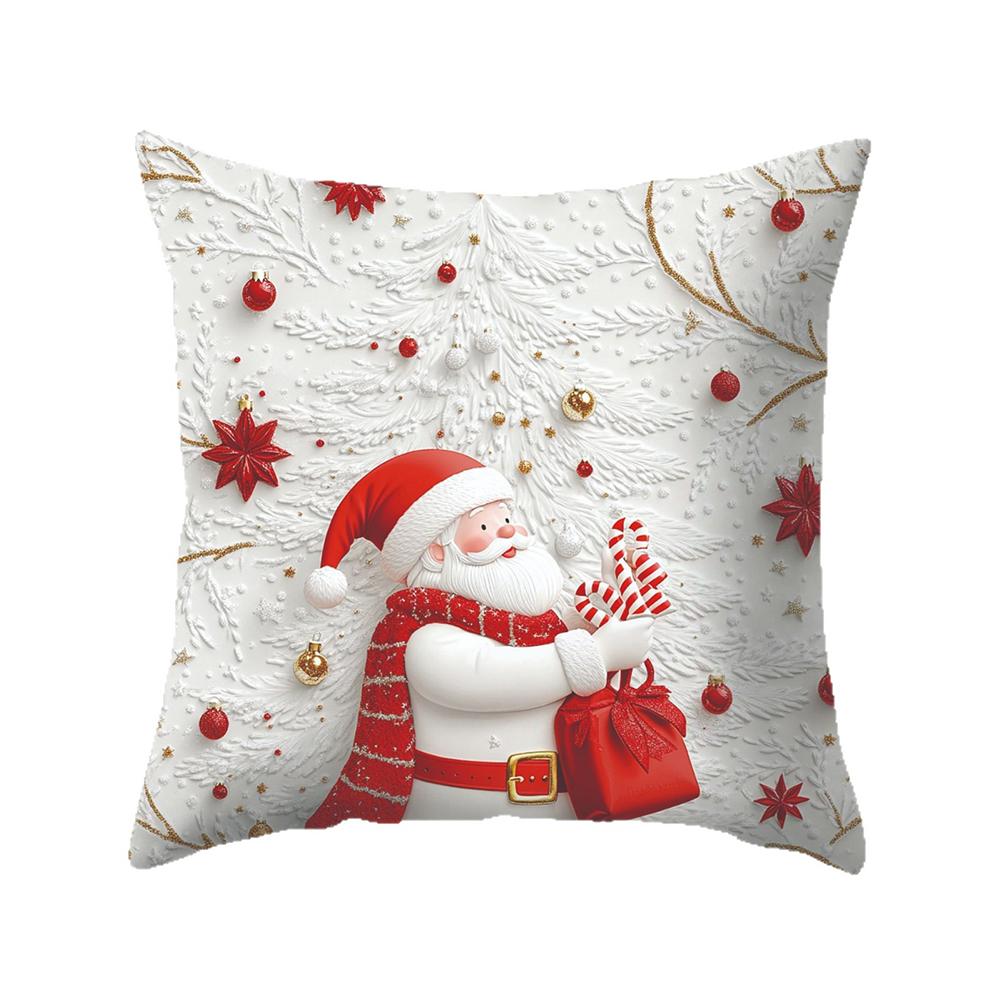 2025 45x45cm Christmas Pillowcase Cartoon Santa Snowman Elk Sofa Cushion Cover Home Bed Car Decor Merry Xmas Square Pillow Case