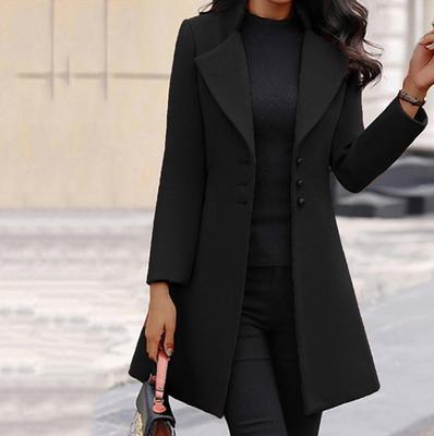 Winter Women's Coat Slim Fit Mid Length European American Women's Cross Woolen Coat