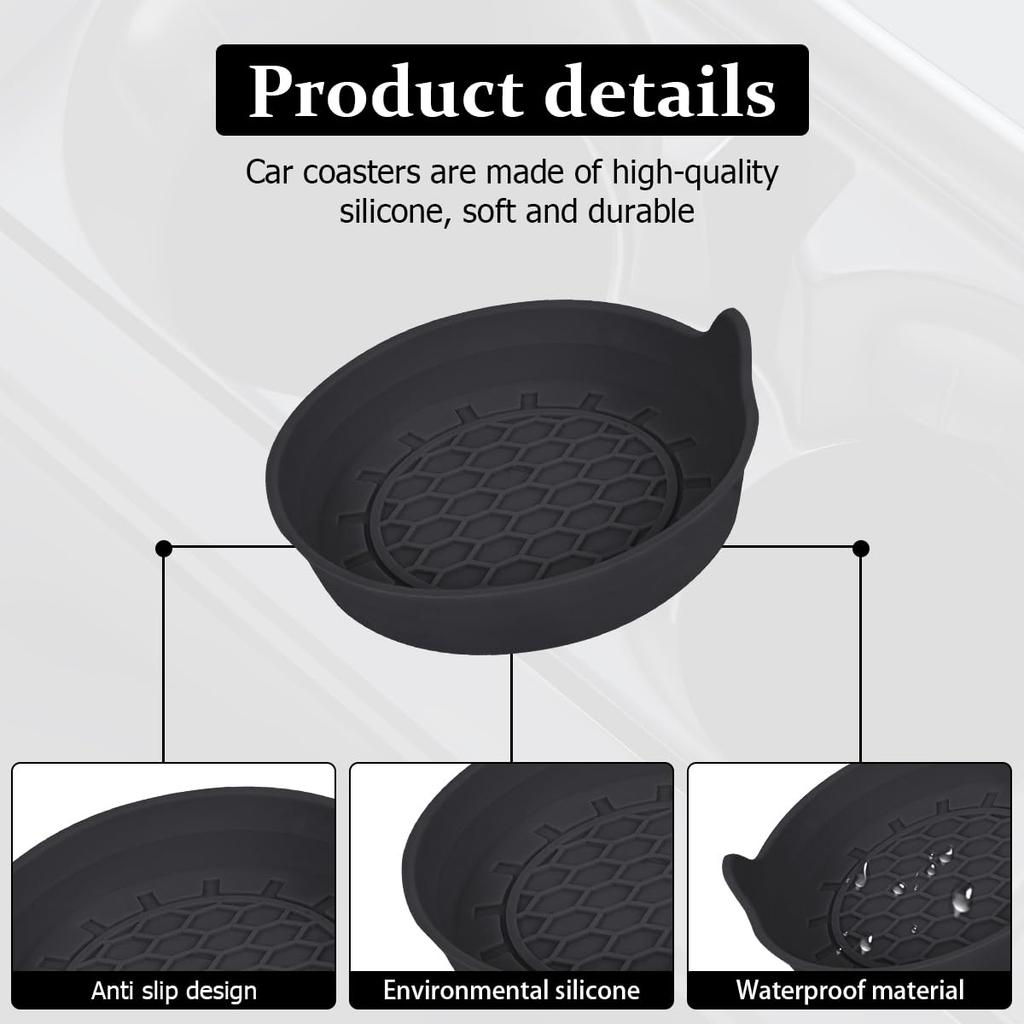 Car Water Cup Pad Holders Non-slip Silicone Waterproof Sift-Proof Spill Anti-skid Cup Holders For Most Auto Interior Accessories