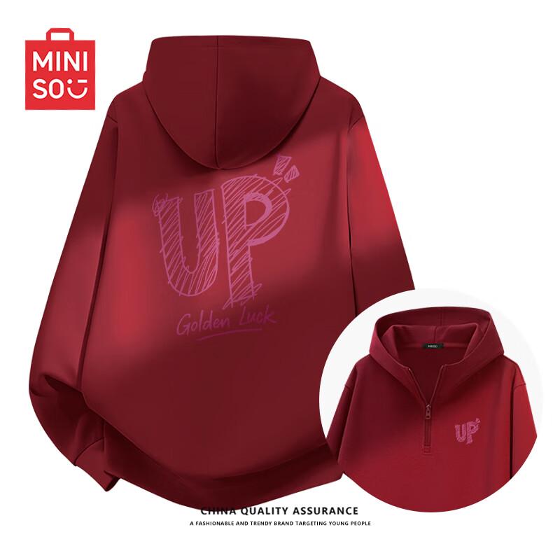 

MINISO Men s American Style Half-Zip Hooded Sweatshirt 3XL