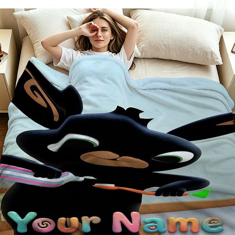 1PC Bing Custom Name Patterned Flannel Blanket Suitable For All Seasons for Home Decor Warmth and Comfort Gifts Holiday Present