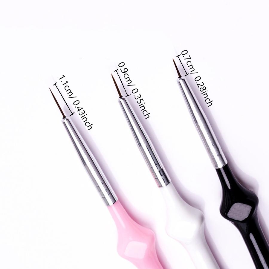 3Pcs Nail Art Brushes Set, Liner Striping Fine Detail Drawing Brush with Gourd-Shaped Handle for Acrylic & Gel Nail Design