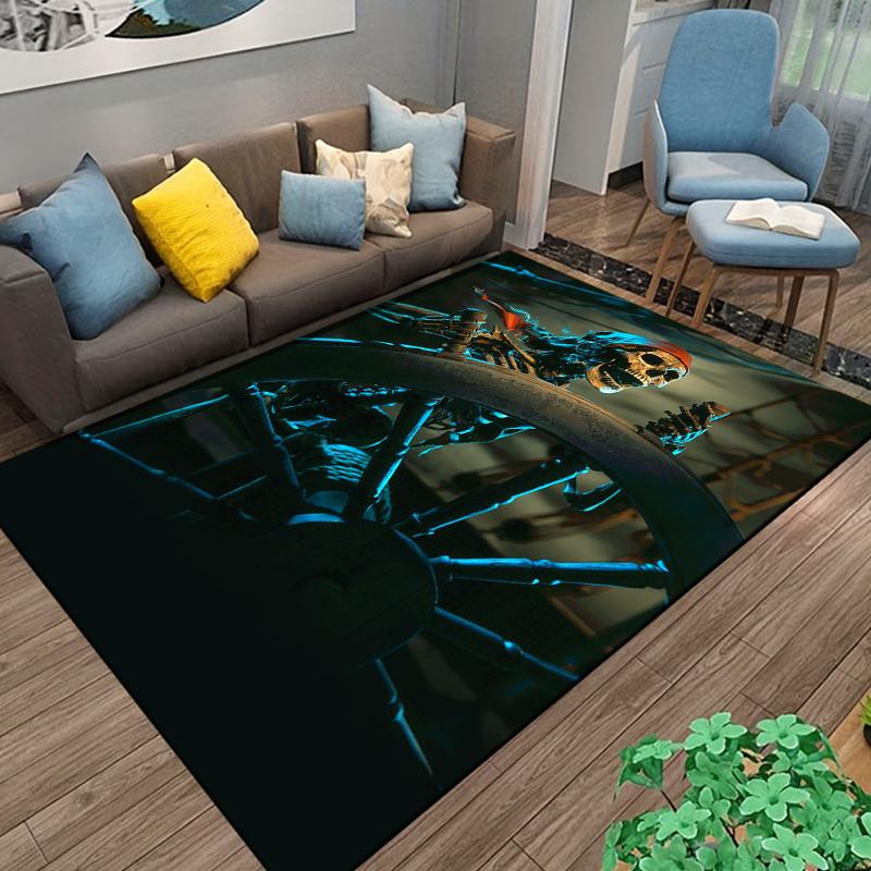 15 Sizes Skeleton Sea Pirate Pattern Rug Carpet for Living Room Bathroom Mat Creative Doormat Carpet for Bedroom Home Decor cool