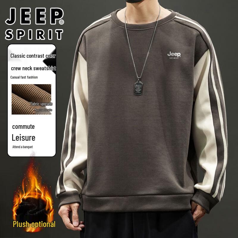 JEEP SPIRIT Men's Casual Round Neck Long Sleeve Sweatshirt