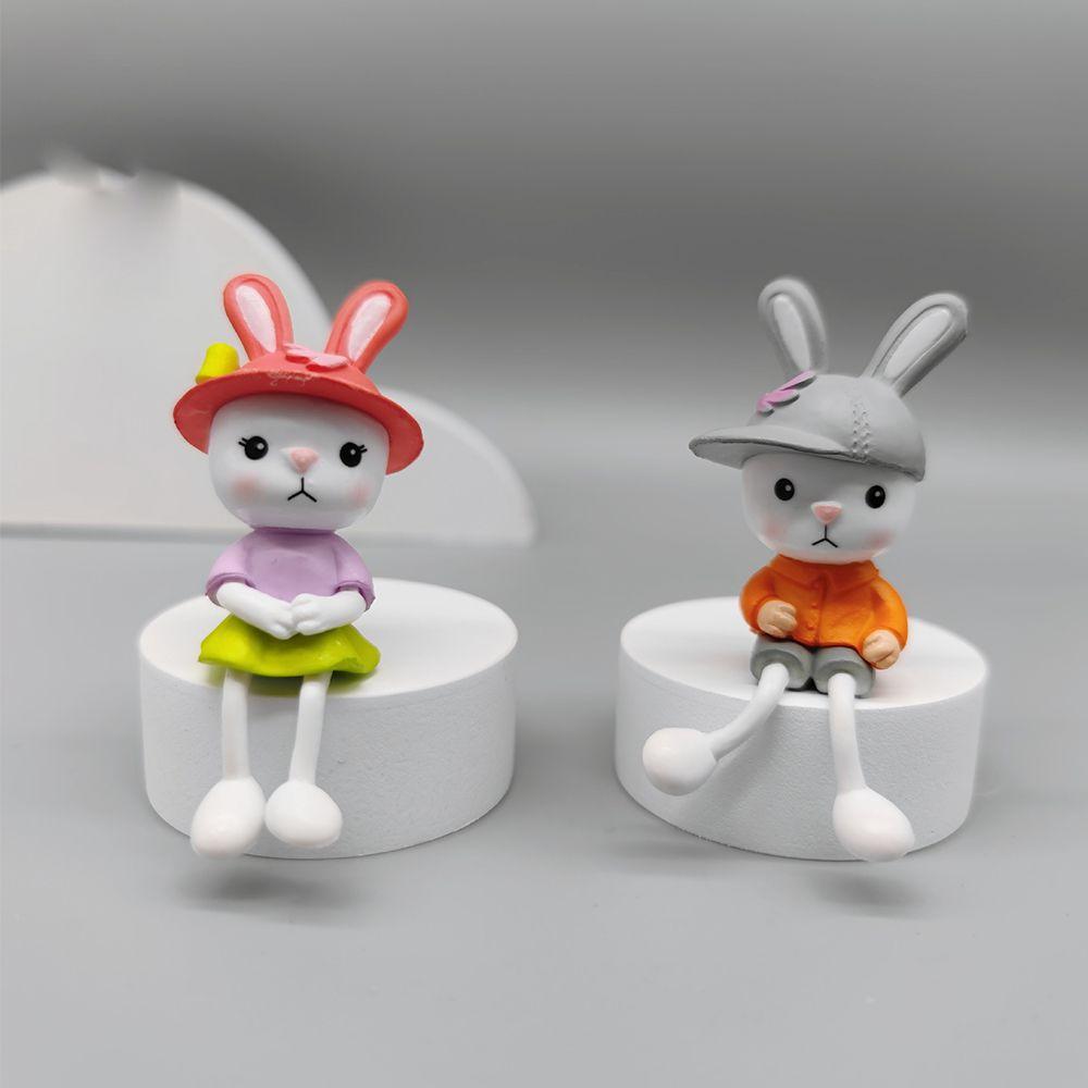 4PCs Craft Cute Garden Ornament DIY Figurine Long Legged Bunny Miniature Rabbit Micro Landscaping