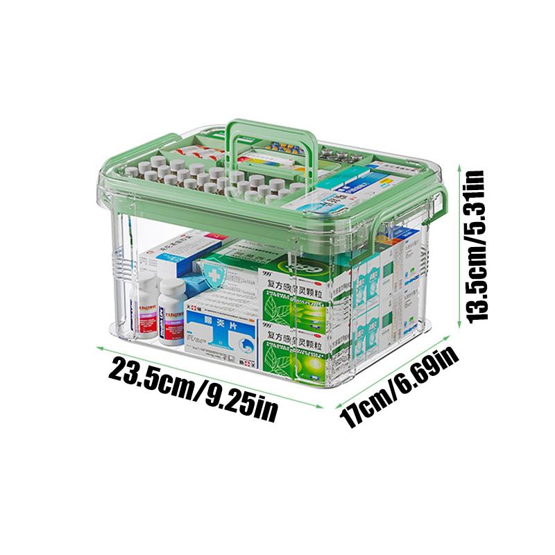1PC Double-Layer Medicine Box Storage Box - Portable Medicine Cabinet With Handle, Household First Aid Medicine Box