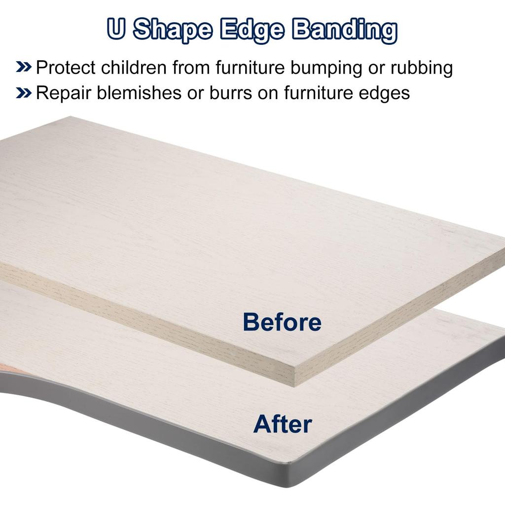 uxcell U Shape Edge Banding Adhesive Veneer Edge Trim TPE Edge Tape Flexible Furniture