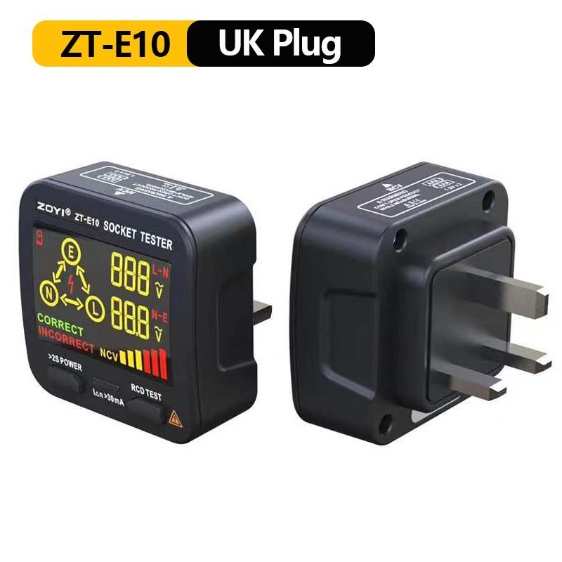 Digital Smart Socket Tester Voltage Detector RCD GFCI NCV Live Test Large Screen Outlet Checker EU US UK Plug Ground Zero Line