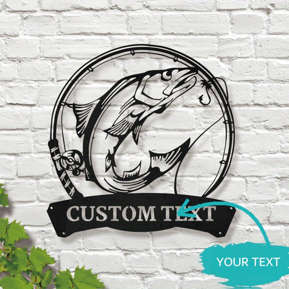 Metal Sign Norwegian Salmon Fishing Gift Personalized Nameplate Home Decor Wall Art Angler Sculpture