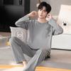 Baumwolle Herren Pullover Nachtwäsche Herbst Frühling Langarm Nachtwäsche 2 Stück Pyjamas Set Männlich