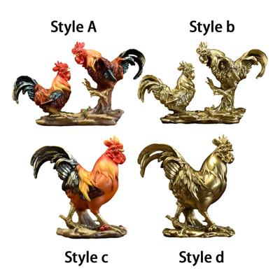 Chicken Figurine Resin Luck Crafts Decorative Cock Sculpture Rooster Statue for New Year Party Holiday Hotel Desk Ornaments