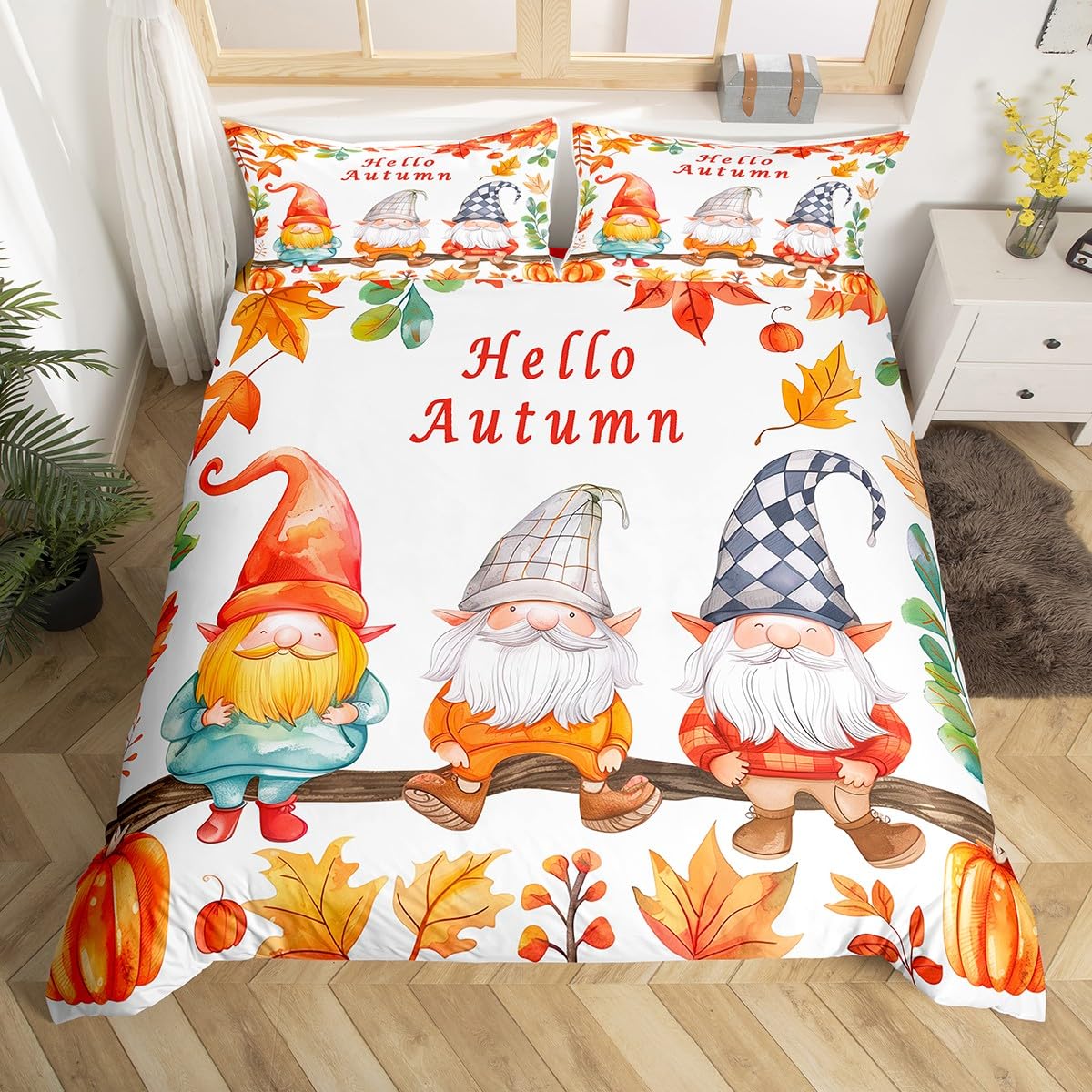 

Fall Pumpkin Duvet Cover Happy Fall Y all Comforter Cover for Boy Girl Autumn Maple Leaves Bedding Set 3Pcs Farmhouse Room Decor EU Single(135x200cm)