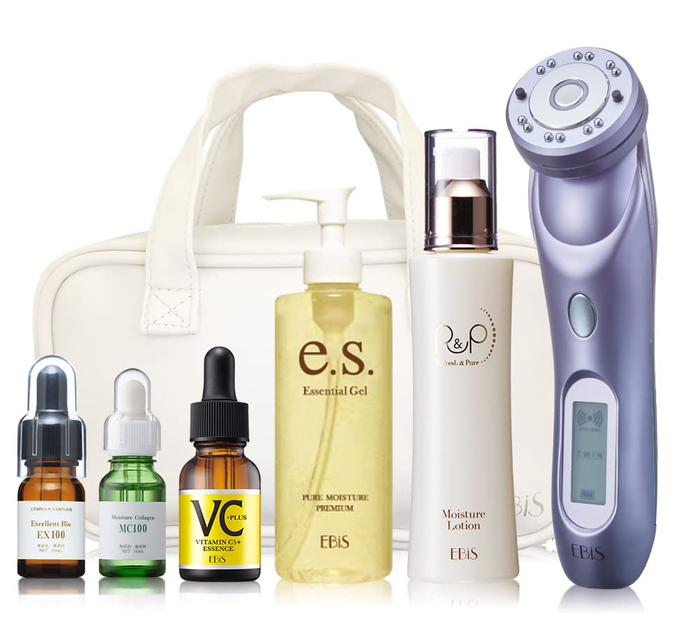 Ebisu Cosmetics (EBiS) Ultrasonic Facial Beauty Device Twin Elenaizer Premium Home Beauty Set