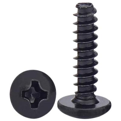 Șurub autofiletant cu cap plat mare, formă de umbrelă/ciupercă, cruce neagră TB M3/M3.5/M4