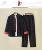 Men's Chinese Spring/Autumn Cotton Linen Tang Suit: 3-Piece Hanfu with Frog Buttons, Monk & Tea Ceremony Robe