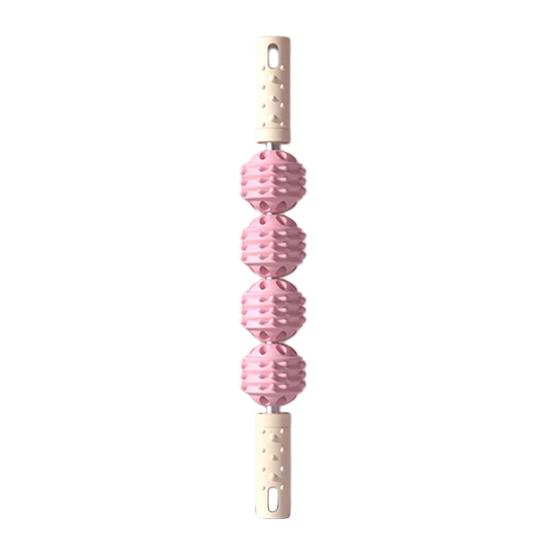 Foam Roller 4-Ball Massage Stick, Deep Tissue Muscle Sore Pain Relief Massager, Roller Massager for Leg Arm Belly Back Body