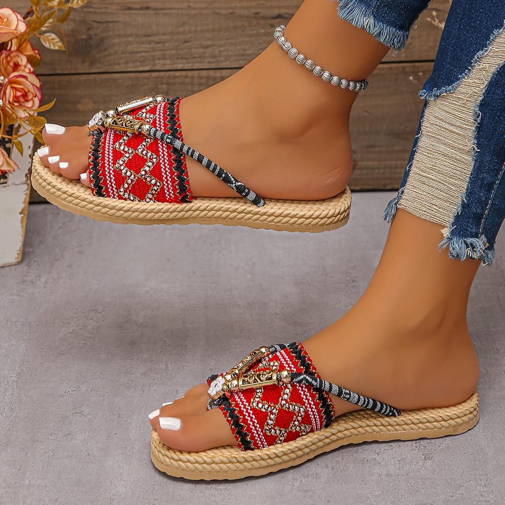 [Fashionable | Elegant] Fashionable Elegant Women's Chinese Ethnic Flat Sandals | Women Shoes