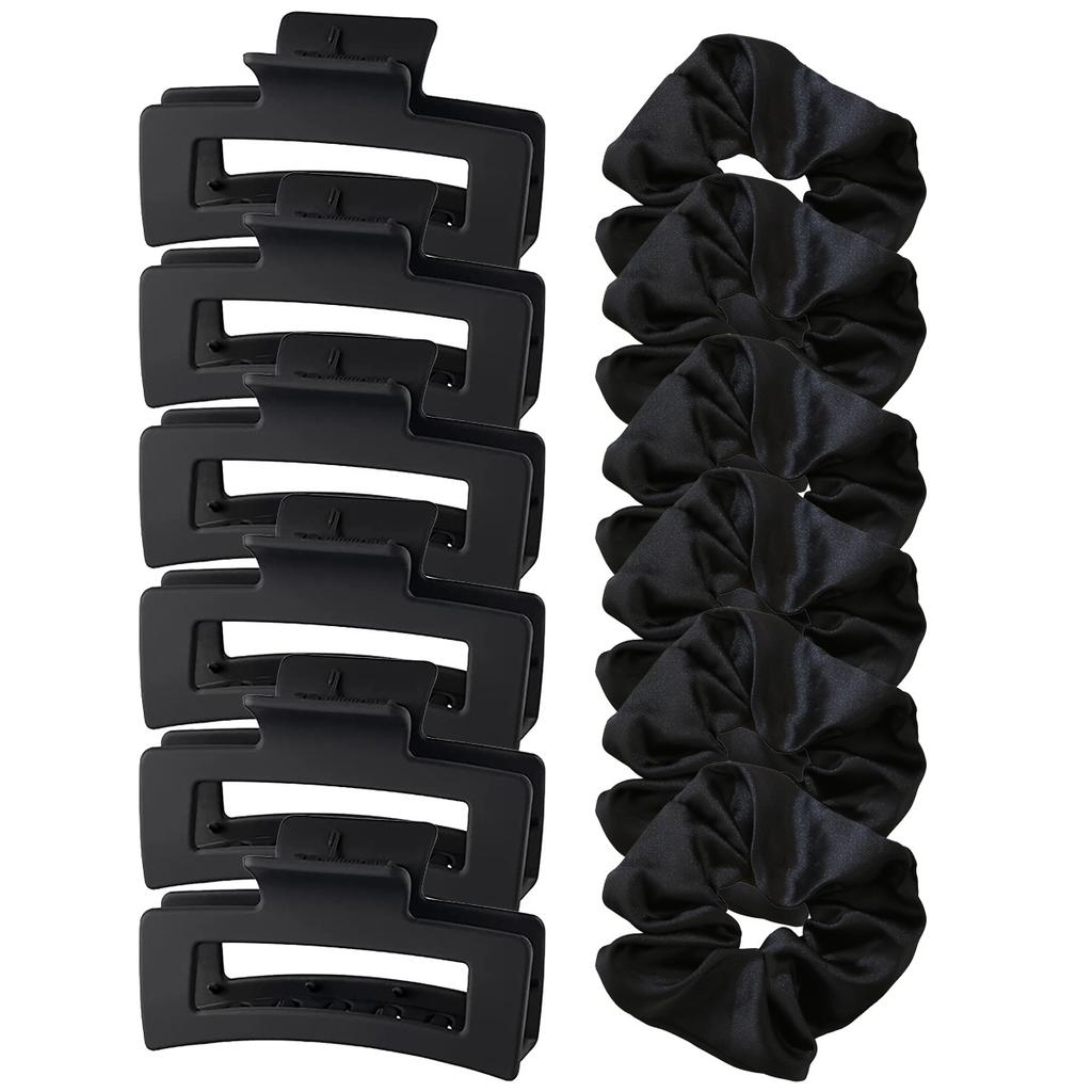 Matte Hair Clips for Women and Girls - Rectangle and Double Row Small Claw Clips for Thin/Medium Fine Hair - Nonslip Jaw Clips