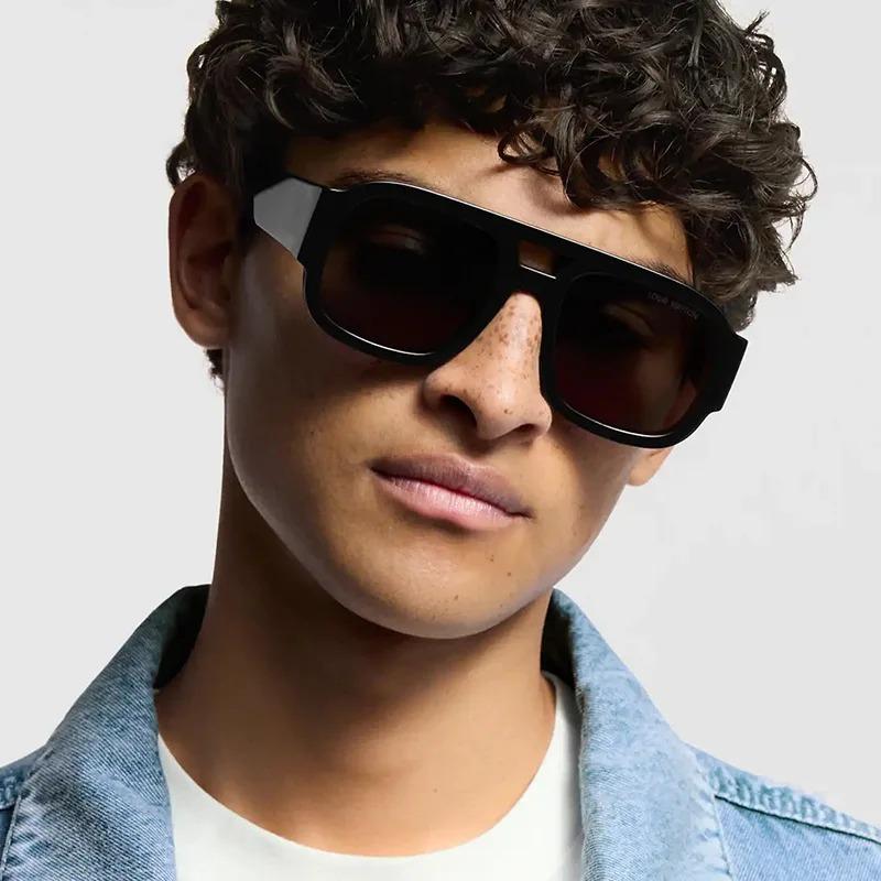 Fashion Double Bridges Square Sunglasses Women Candy Color Retro Wide Legs Men UV400 Sun Glasses Shades Eyewear