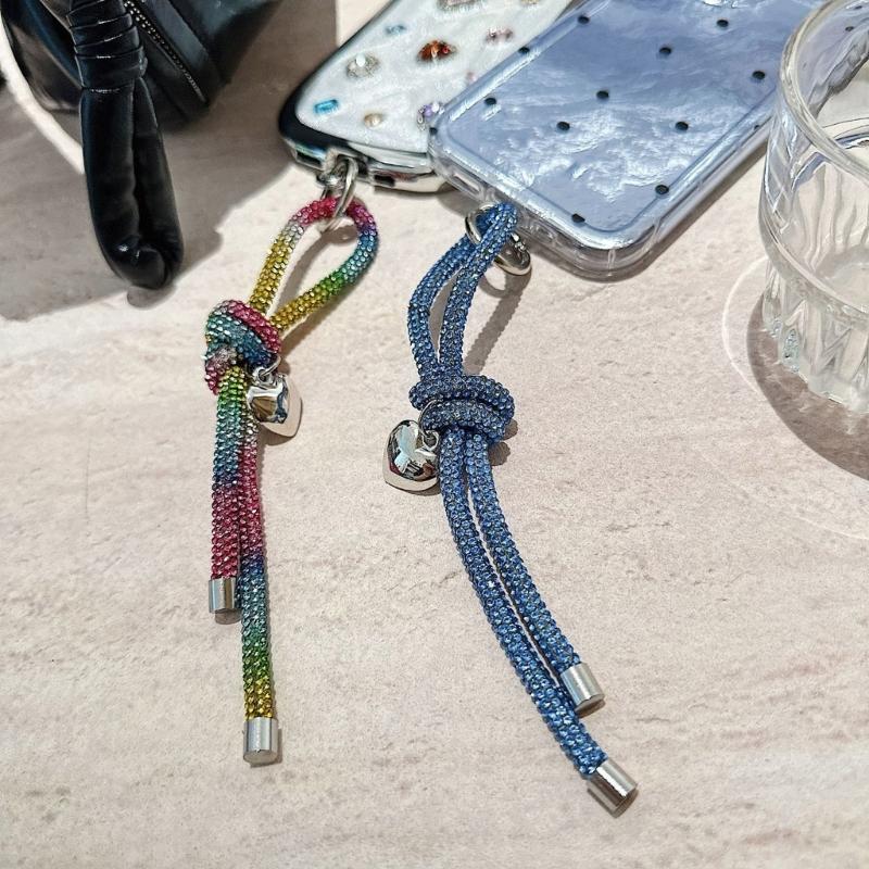 Fashionable Heart and Knots Bag Charm Keyring Portable Sturdy Rhinestones Key Accessory for Ladies and Trendy Women