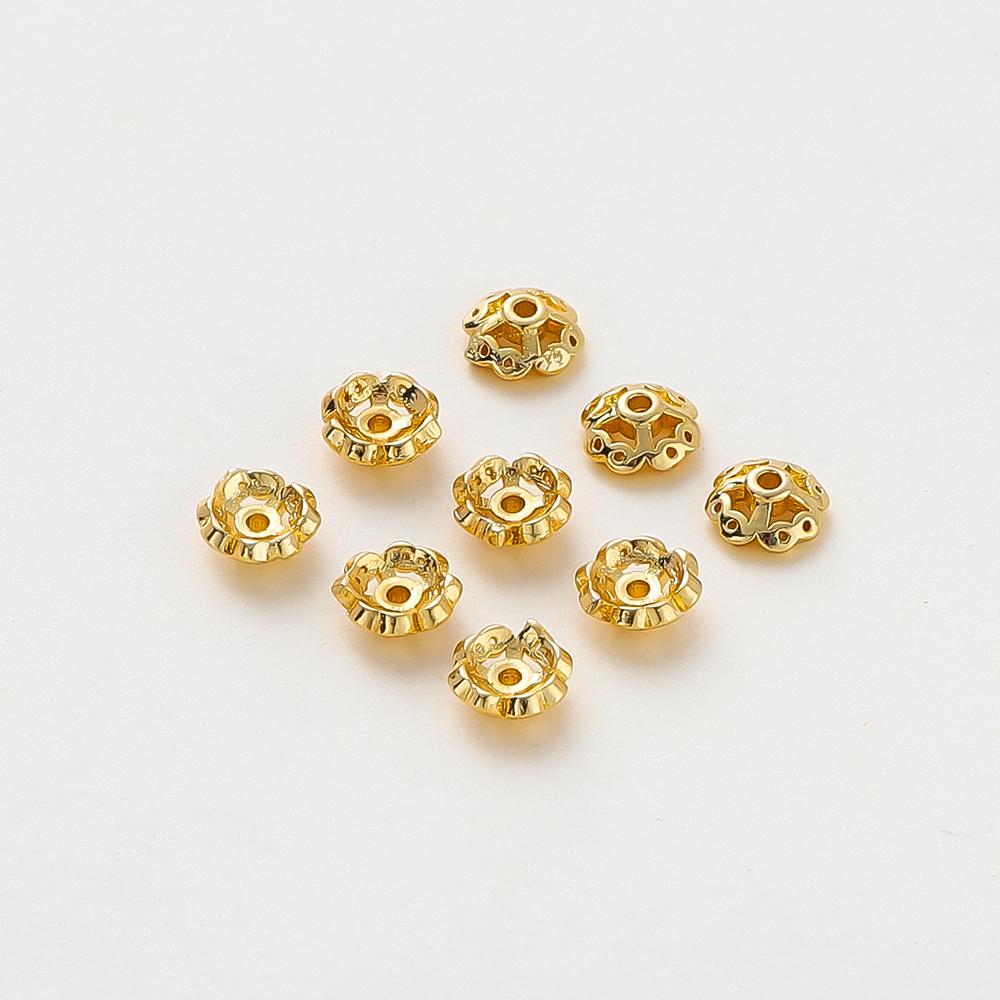 20pcs/lot 5mm 14K 18K Gold Color Plated Clover Beads Caps Tassel End Stopper Beads for DIY Jewelry Making Findings Supplies