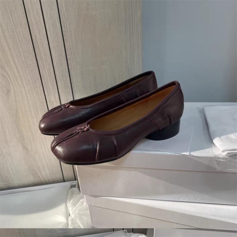 Nowoczesne Szpilki Czółenka Damskie Okrągły Wysoki Obcas Skórzane Kwadratowy Dzielony Czubek Czółenka Buty Wiosenne Mary Janes Buty Grube Obcasy Buty Damskie