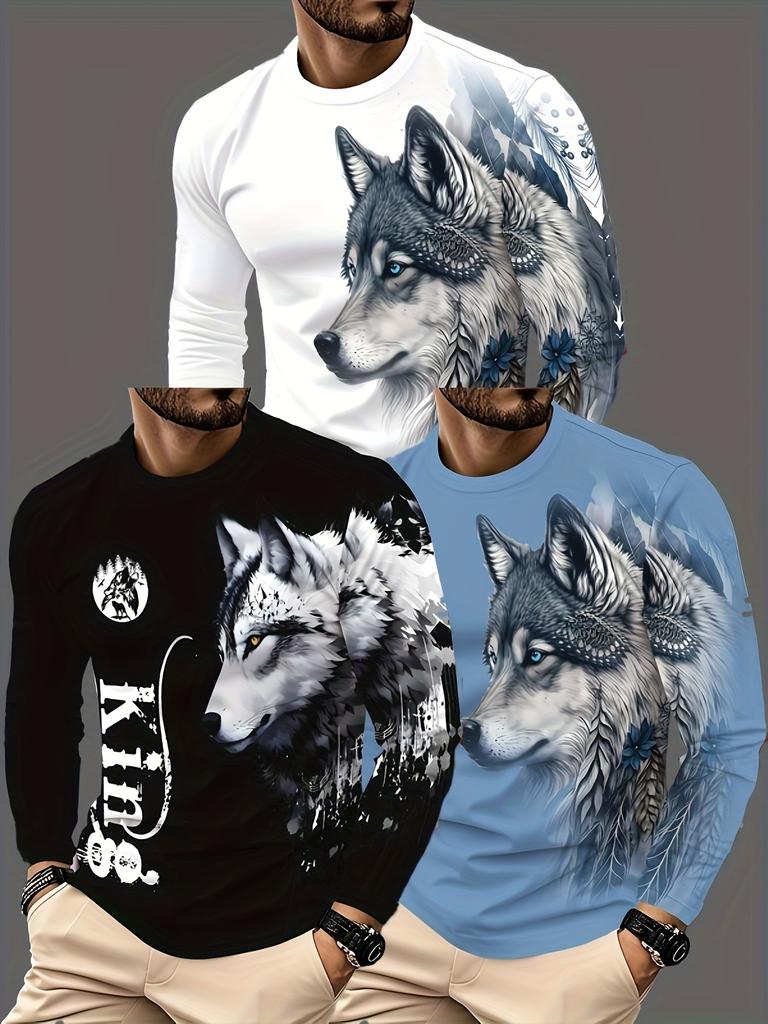 Men'S Casual Stylish Print Long-Sleeve T-Shirt