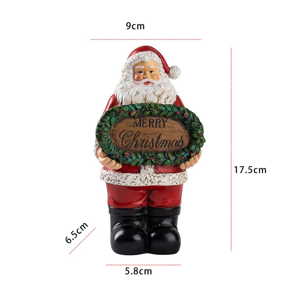 Cute Xmas Resin Crafts with Merry Christmas Lovely Christmas Figurine Creative Santa Ornament for Holiday Party & Festive