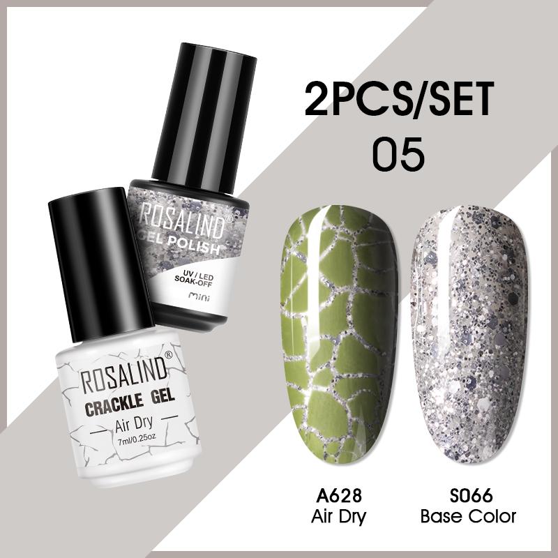 

ROSALIND 2 шт. гель-лак для ногтей цветной гель-лак для ногтей с кракелюром гель-лак для растрескивания ногтей быстросохнущий гель для дизайна ногтей