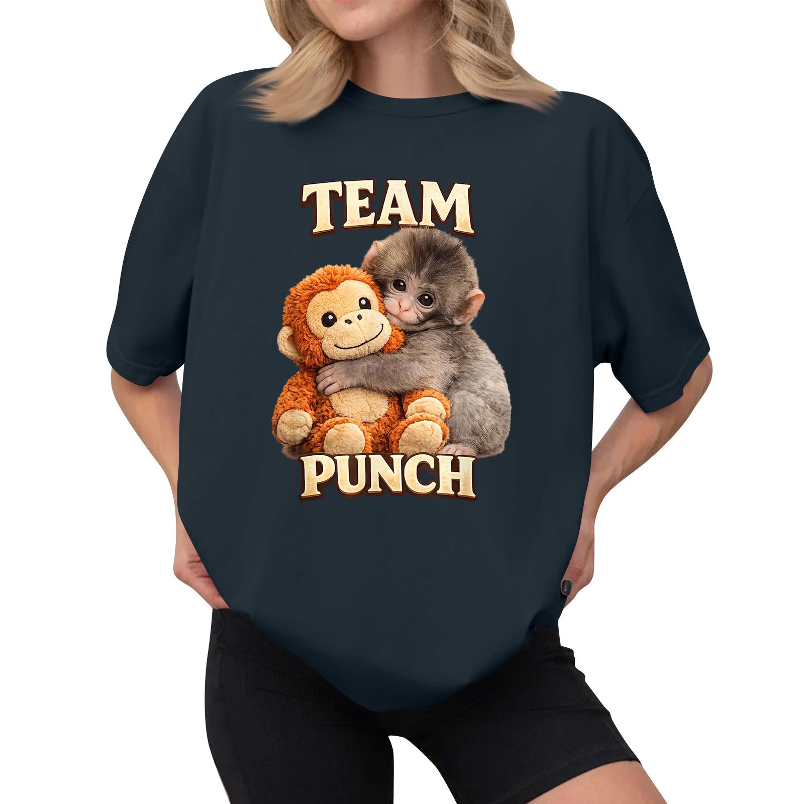 Women s Casual Printed T-Shirt Round Neck Pullover Short Sleeve Top S