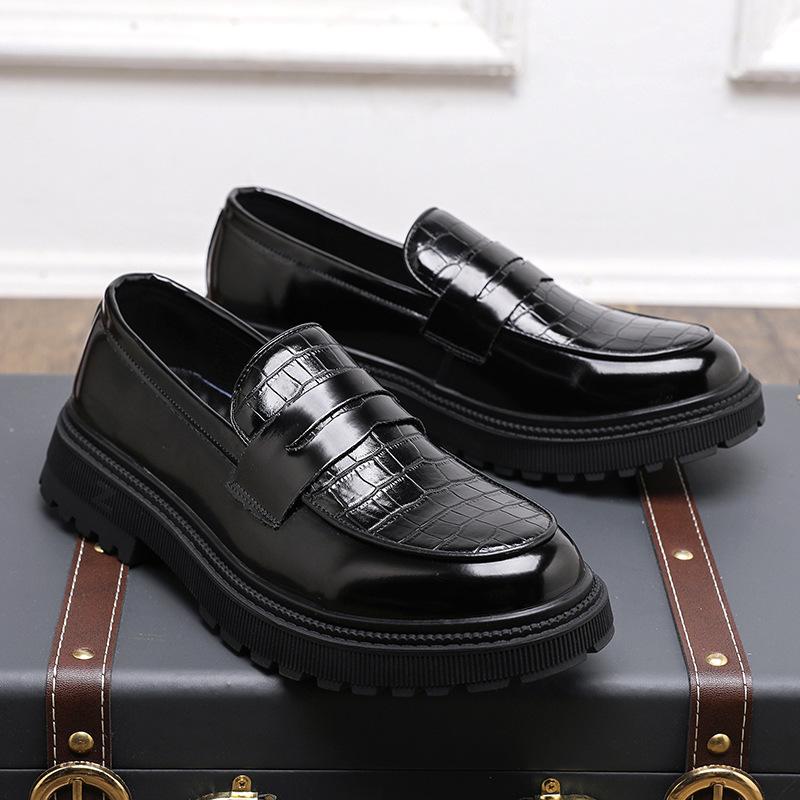 Large size men's casual leather shoes 2025 new big head shoes daily versatile platform loafers men's derby shoes