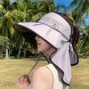 Summer Colored Glue Big Brim Sun Hat Children Outdoor Shawl Neck Protector Empty Top Sun Protection Hat Seaside Outing Bucket Hat