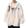 Men's Trendy Hooded Waffle-Weave Zip-Up Cardigan Sweatshirt for Spring/Autumn Hong Kong Style