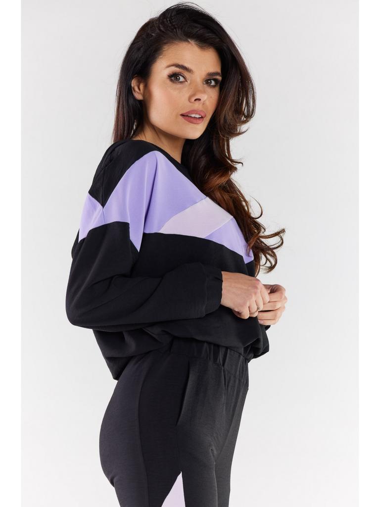 Casual fabric sweatshirt, black and purple M