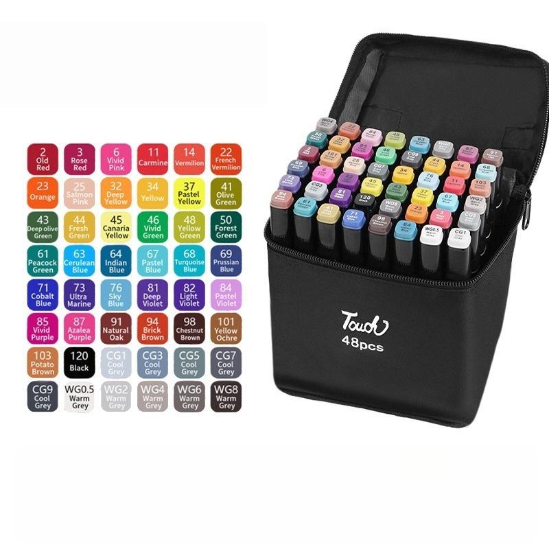 12-60 colors optional dual head marker set, DIY student art drawing pen for graffiti and watercolor markers
