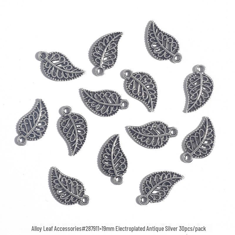 Handmade Antique Silver Leaf Jewelry Accessories for DIY Bracelets and Necklaces.