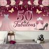 2D Feminine Backdrop for Women's 50th Birthday, Glam & Festive Celebrations