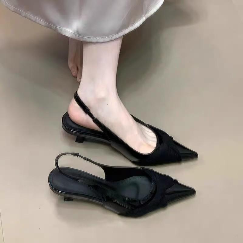 Fashion Summer New Pointed Toe Women Sandals Fashion Singbacks Mules Shoes Ladies Elegant Low Heels Stripper Party Sandals Zapatos Mujer